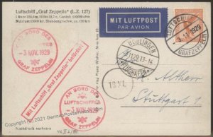 Germany Graf Zeppelin 1929 Boeblingen Mi46IIc Bordpost Cover RPPC Round W 106132