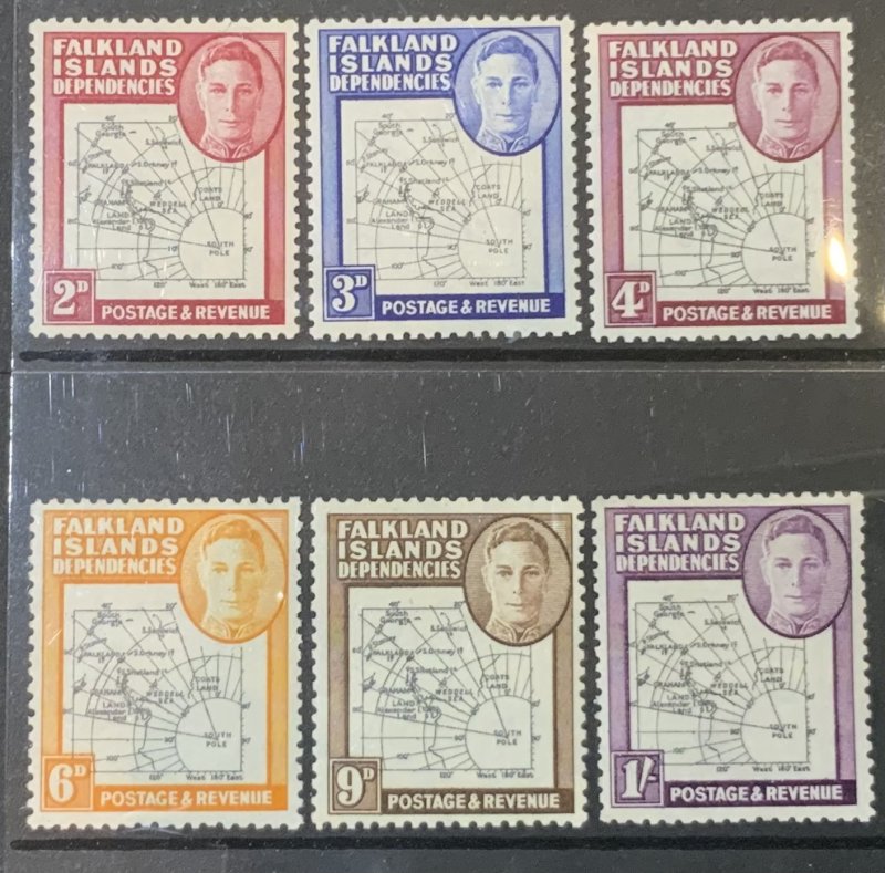 FALKLAND ISLANDS DEP. 1946 THICK MAP 2d to 1/- SGG3-G8  UNMOUNTED  MINT