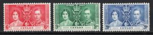 Ceylon - 1937 Coronation Issue Sc# 275/277 - MLH (8707)