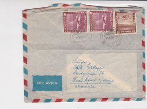 Chile 1954 Airmail to Germany Slogan on Back Aeroplanes Stamps Cover Ref 29034