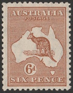 AUSTRALIA 1931 Kangaroo 6d wmk C of A. MNH **. SG 132 cat £84.