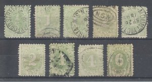 New South Wales SG D1/D7 used. 1891 Postage Dues, 9 different, sound, F-VF.