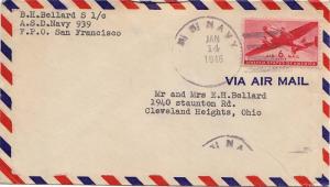 United States Fleet Post Office 6c Transport 1946 U.S. Navy Navy 939 Orote, G...