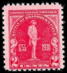 # 688 MINT NEVER HINGED CARMINE ROSE BRADDOCKS FIELD