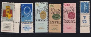 BOBPLATES Israel 1957 Year Tab Set  MNH