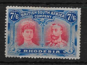 RHODESIA SG162 1910-3 5/= CARMINE & BRIGHT BLUE MTD MINT