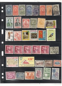 ECUADOR COLLECTION ON STOCK SHEET MINT/USED