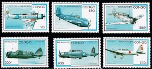 Congo Republic #1127-32 MNH cpl planes