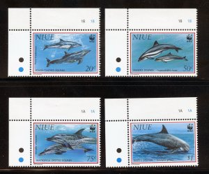 Niue 651-54 MLH in selvage, Dolphins Traffic Light Singles Set from 1993.