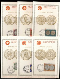 Malta 1970 Sovereign Military Order Coins 6x Maxicards