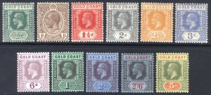 Gold Coast 1921 1/2d-5s Wmk Script Die II Scott 83-93 SG 86-98 MNH* Cat $74++