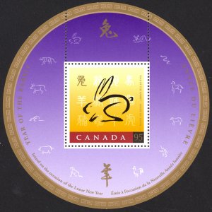 Canada Sc# 1768 MNH Souvenir Sheet 1999 95c Rabbit and Chinese symbol
