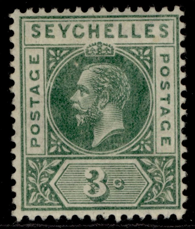 SEYCHELLES GV SG99, 3c green, M MINT.