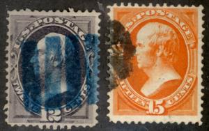 U.S. #151, 152 Used Nice Cancels Cat$440