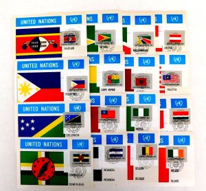 UN First Day Max Flag Cards, Fancy cancels, 1982, Complete set of 16