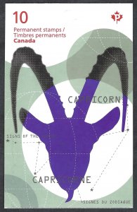 Canada #2458a P Signs of the Zodiac - Capricorn (2013). Booklet of 10. MNH