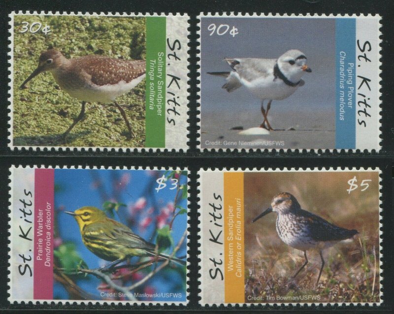 St. Kitts 2010 Sc 745-748 Birds Sandpiper Plover Warbler CV $7