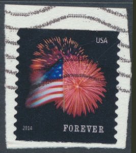 USA Sc# 4854  Used SA on piece Fireworks Flag 2014  see details  / scan