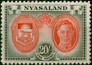 Nyasaland 1945 20s Scarlet & Black SG157 Fine LMM