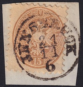 Austria - 1864 - Scott #26 - used on piece - JNNSBRUCK pmk