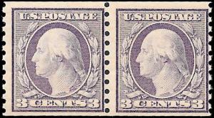 1917 US SC # 493 F VF MINT NH og COIL PAIR  -  SOUND.