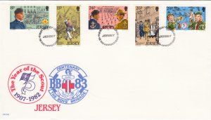 Jersey 1982, Scouts,  Set of 5, on FDC