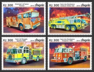 Angola - 2019 Fire Engines on Stamps - Set of 4 Stamps - ANG190112a