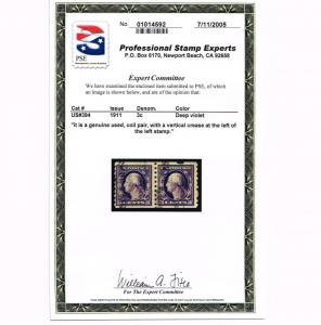 GENUINE SCOTT #394 F-VF USED 3MM COIL PAIR PSE CERT SCV $200 - ESTATE CLOSEOUT