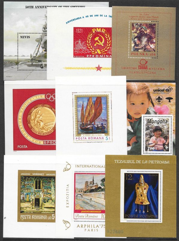 WORLDWIDE (157) Souvenir Sheets Mostly MNH Very Few CTO or Litely Hinged