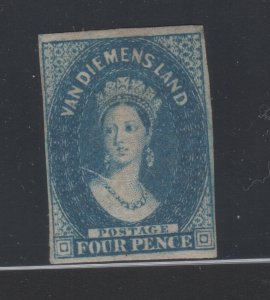 NEW ZEALAND #6 Van Dieman's Land deep blue Mint Hinged F-VF Watermark Large Star