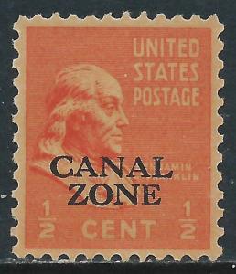 Canal Zone, Sc #118, 1/2c MH