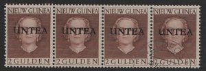 Netherlands New Guinea 1962 UNTEA  #18   strip of 4 two guilder stamps