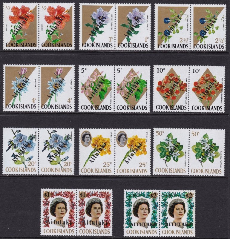 1972 AITUTAKI - YT n. 32/41 + 57a 11 MNH/** PAIR values