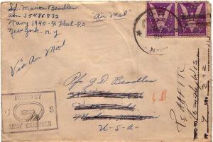 United States Fleet Post Office 3c Win The War (2) 1943 U.S. Navy Navy 1940 A...