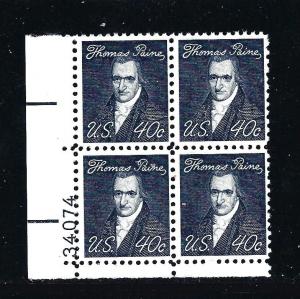 1292A, SG, TAGGED, PLATE # BLOCK/4, MINT NH