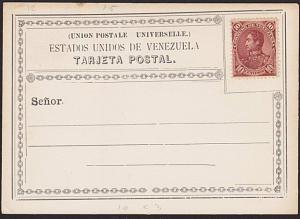 VENEZUELA c1880s formular postcard with 10c stamp added - unused............6894