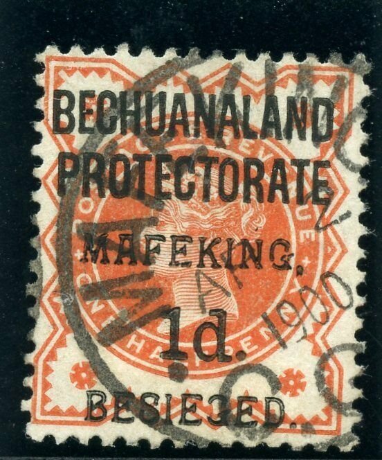 Cape Mafeking 1900 QV 1d on ½d vermilion (Type 4 surch) VFU. SG 6. Sc 167.