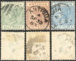 Antigua SG21/3 Set of 3 Wmk Crown CA Perf 14 Cat 88 pounds