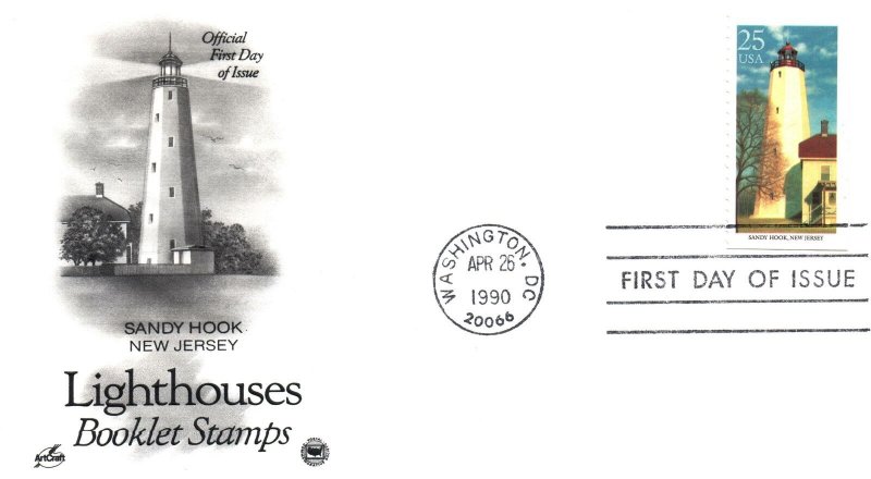 US TOPICAL CACHETED FIRST DAY COVER SET - LIGHTHOUSES BOOKLET STAMPS (5) 3 ENV