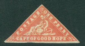 SG 13 Cape of good hope 1861. 1d vermilion on unwatermarked laid paper. Mint...