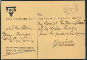 Switzerland WWII Internee Camp Ersigen Italian YMCA  Prisoner Cover 53912