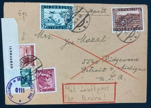 1946 Pinggau Austria Censored Airmail Cover To Detroit MI USA