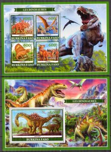 Burkina Faso 2019 Dinosaurs Sheet + S/S MNH