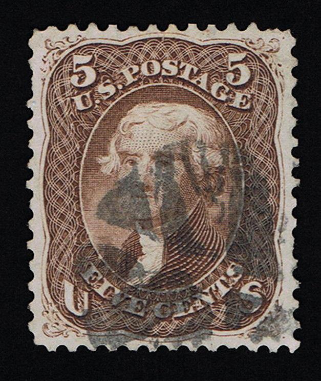 GENUINE SCOTT #76 USED XF 1861 5¢ HUGE MARGINS LIGHT CORK CANCEL - ESTATE SALE