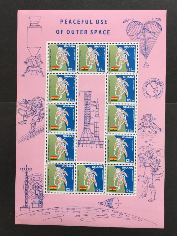 1968 Ghana 3 mini sheets of 12 and 1 SS - Peaceful use of Space, MNH, Sc# 305-7a