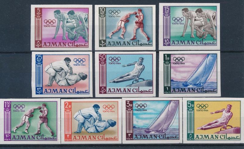 [63143] Ajman 1965 Olympic Games Tokyo Boxing Judo Sailing Gymnastics Imperf MNH