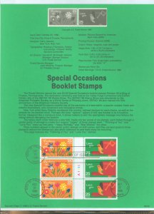 US SP839/2398a 1988 special occasions booklet stamps, thinking of you, love you on official usps souvenir page FDC, #2398a with