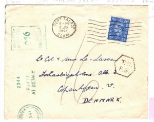 GB WALES Cover UNDERPAID TAXE Glamorgan P. Talbot Denmark Copenhagen 1947 PB194