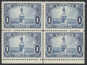 Canada #227 $1 Champlain Statue Block of 4 Mint OG F-VF NH