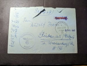 1942 Germany Feldpost WWII Cover with Letter Channel Islands to Rubenau